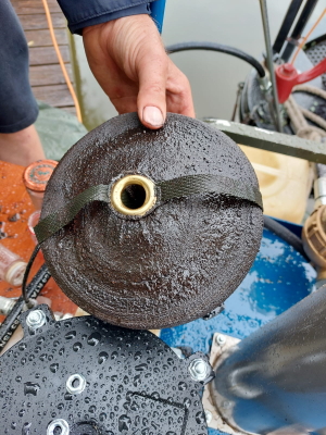 This is how dirty a filter gets when fuel polishing! We change to the next clean filter at regular intervals This is how dirty a filter gets when fuel polishing! We change to the next clean filter at regular intervals